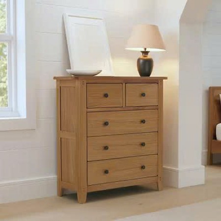 PPS Oak1 : Tủ Gỗ Sồi 3+2 Ngăn Kéo Đứng